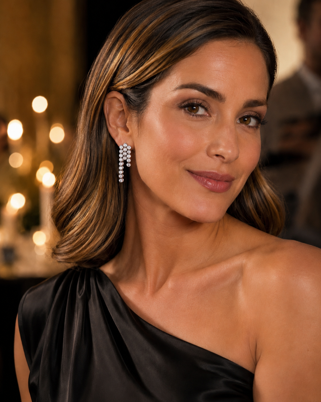 CZ DIAMOND BEZEL WATERFALL EARRINGS