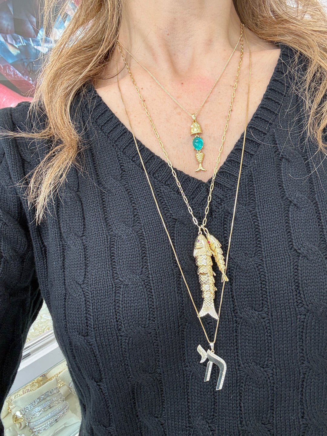 TURQUOISE SCALE FISH NECKLACE
