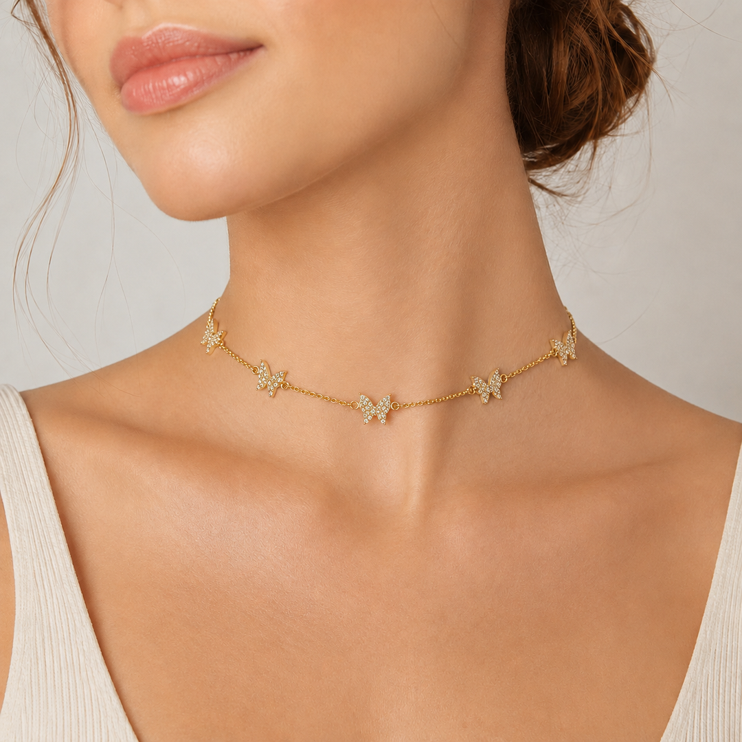 PAVÈ BUTTERFLY CHOKER NECKLACE