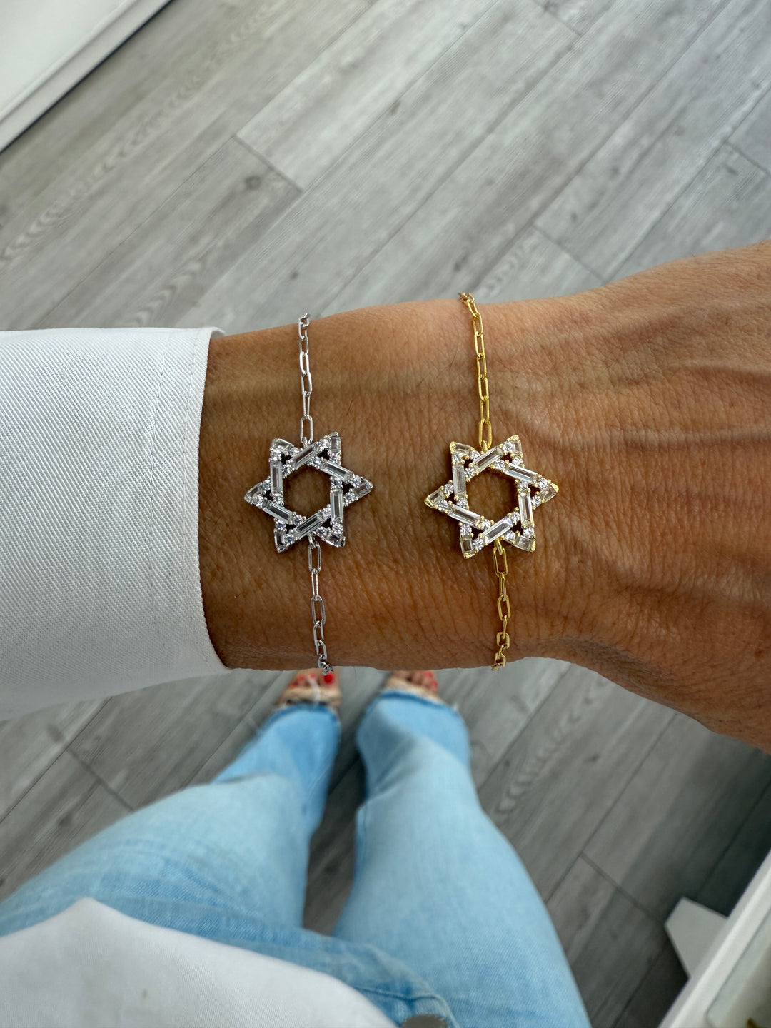 BAGUETTE STAR OF DAVID LINK BRACELET