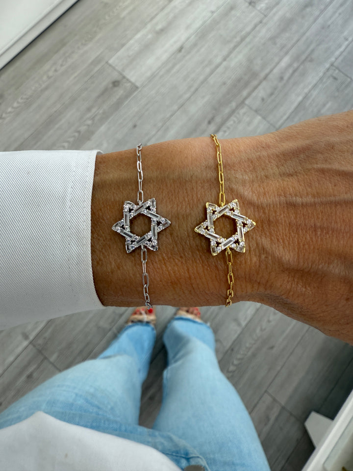 BAGUETTE STAR OF DAVID LINK BRACELET
