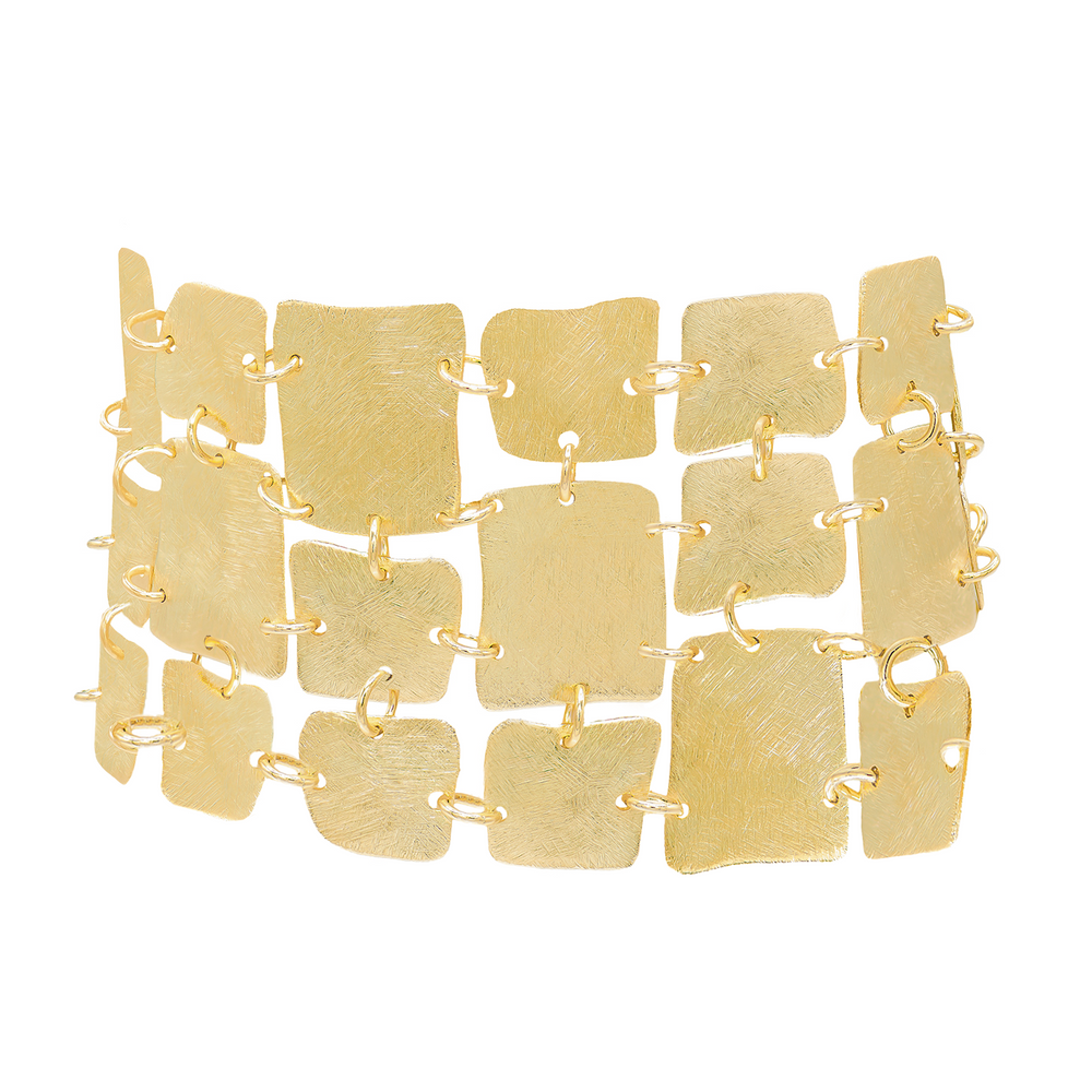 Wide gold disks bracelet