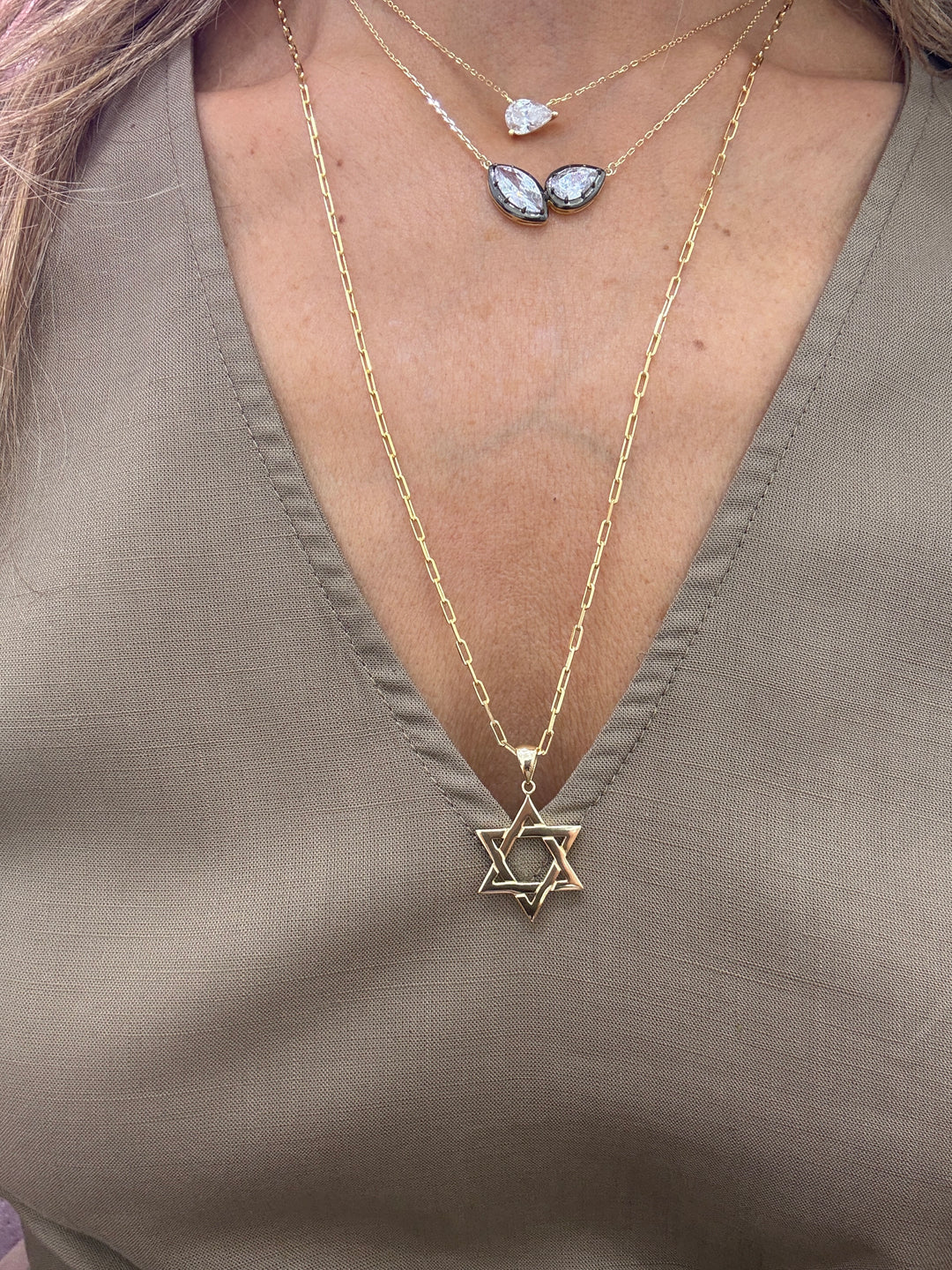 LARGE STAR OF DAVID LINK NECKLACE