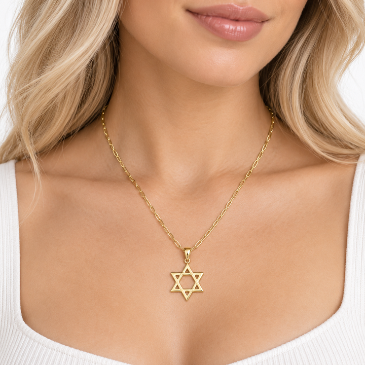 LARGE STAR OF DAVID LINK NECKLACE