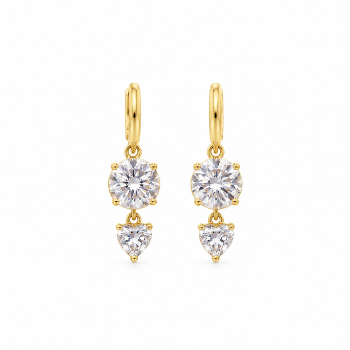 DOUBLE STONE DROP HUGGIE EARRINGS