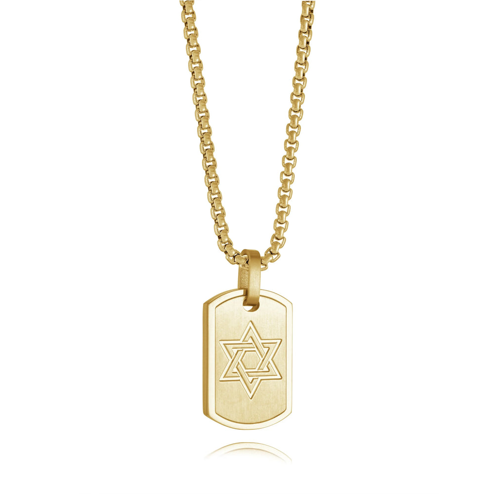 Men’s gold star of David dog tag necklace
