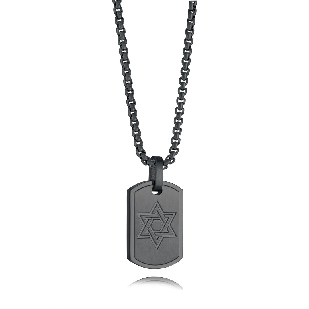 Men’s Black star of David dog tag necklace