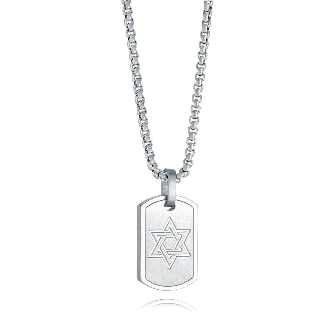 Men’s silver star of David dog tag Neck necklace
