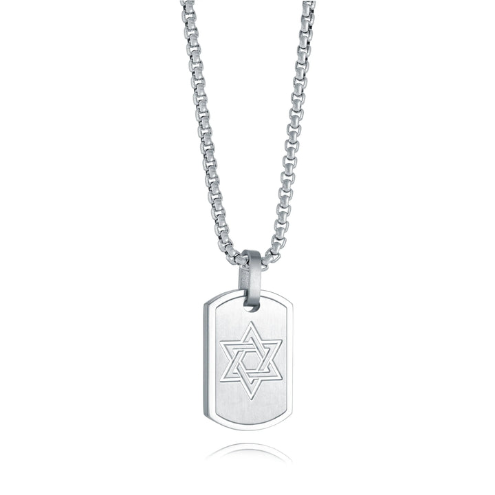 Men’s silver star of David dog tag Neck necklace