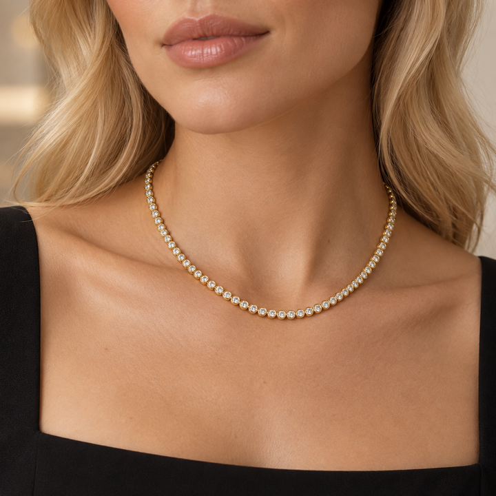 BEZEL SET TENNIS NECKLACE