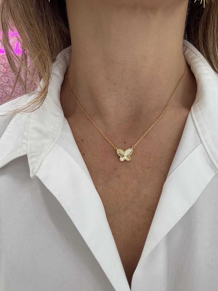 MINI FLUTED BUTTERFLY NECKLACE
