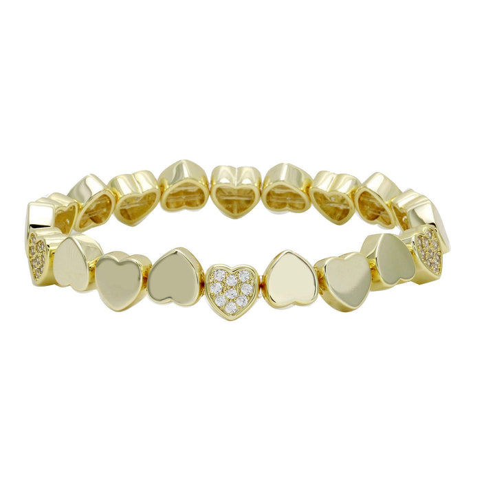 SOLID &amp; PAVE STRETCH HEART BRACELET