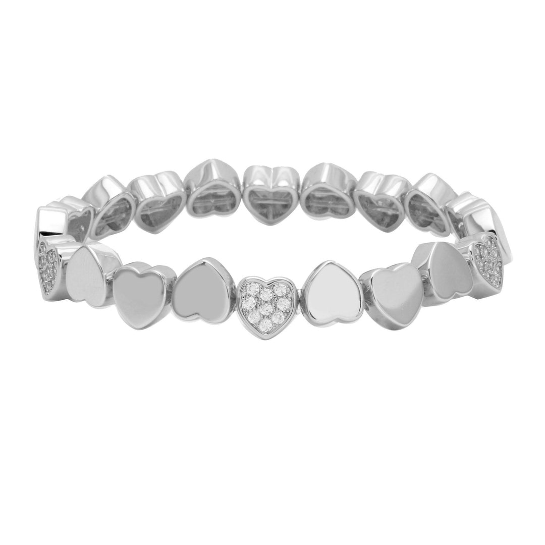 SOLID &amp; PAVE STRETCH HEART BRACELET