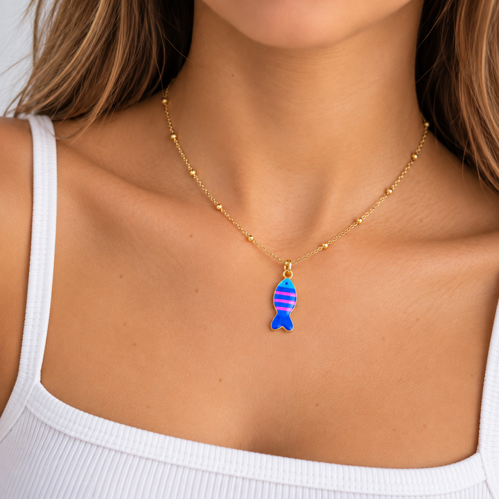 MULTICOLOR MINI FISH NECKLACE