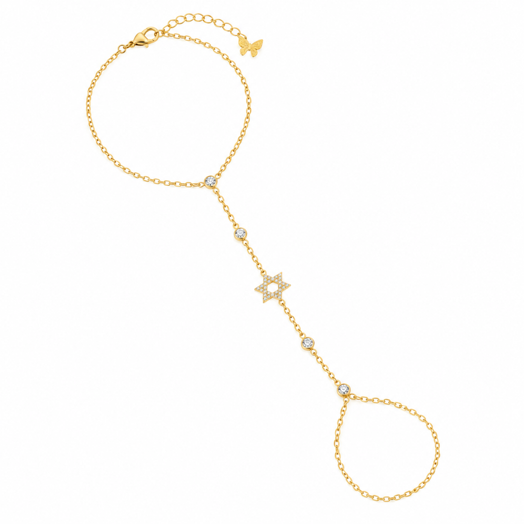 PAVÈ STAR OF DAVID HAND CHAIN