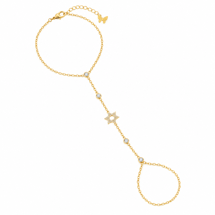 PAVÈ STAR OF DAVID HAND CHAIN