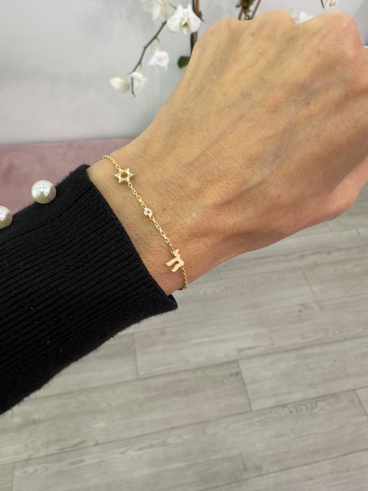 MINI STAR OF DAVID CHAI EYE NECKLACE  (or bracelet)