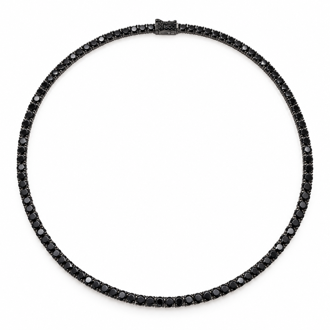 BLACK CZ TENNIS NECKLACE