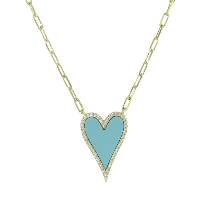 ELONGATED ENAMEL HEART LINK NECKLACE
