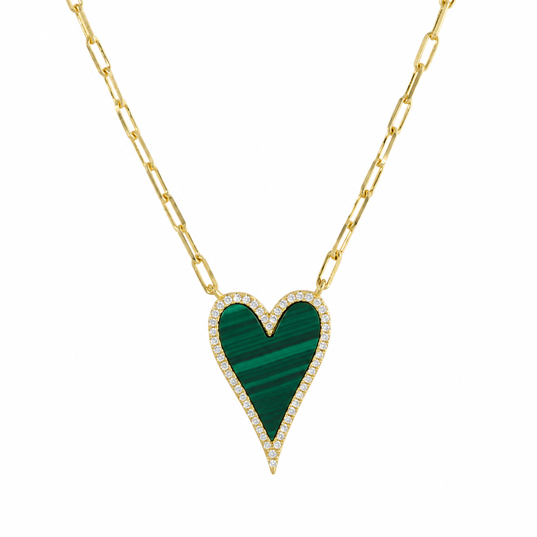 ELONGATED ENAMEL HEART LINK NECKLACE