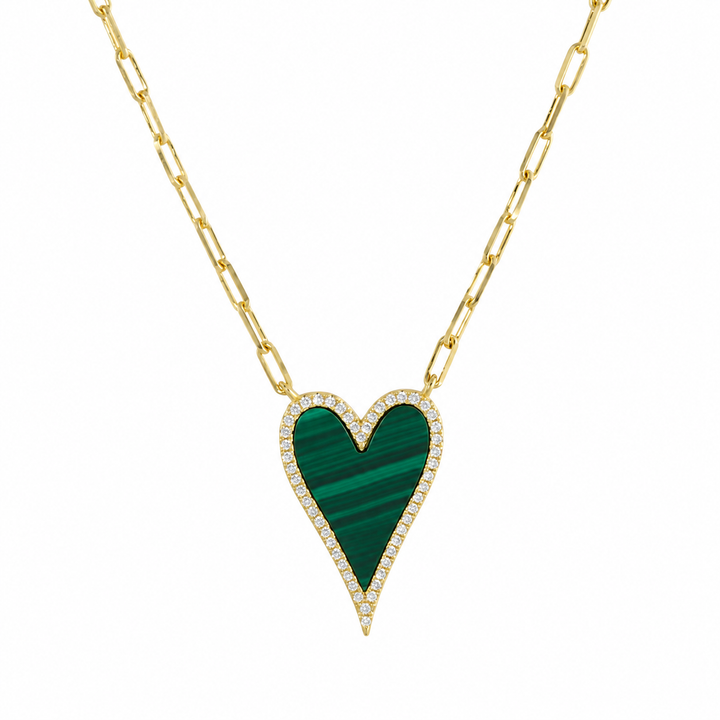 ELONGATED ENAMEL HEART LINK NECKLACE