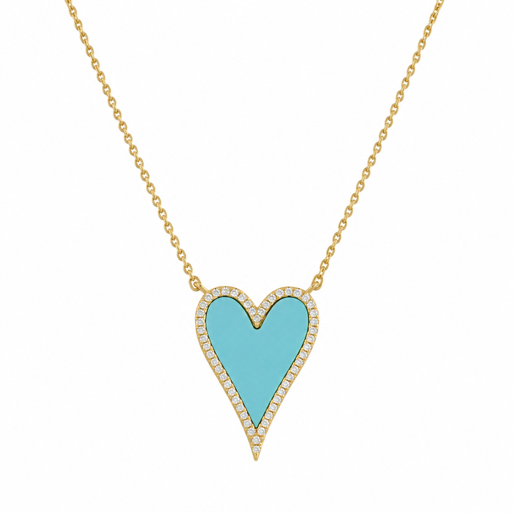 ELONGATED ENAMEL HEART NECKLACE