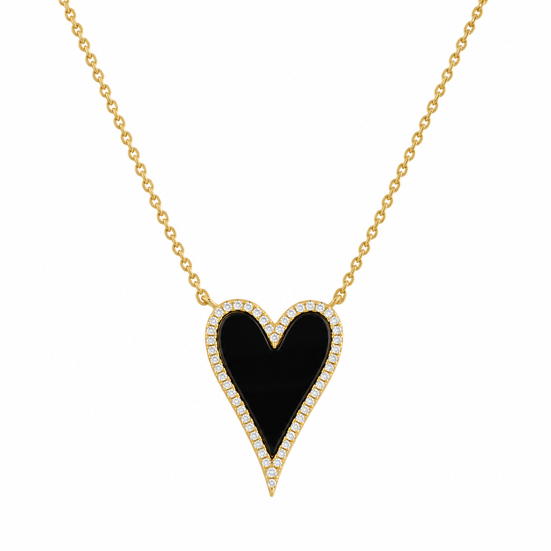 ELONGATED ENAMEL HEART NECKLACE