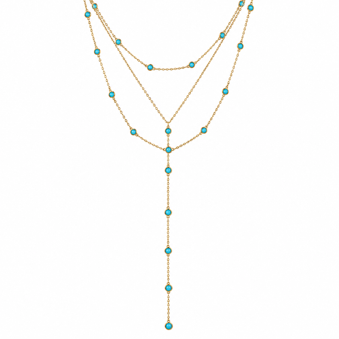 THREE LAYER DIAMOND STATION LARIAT NECKLACE