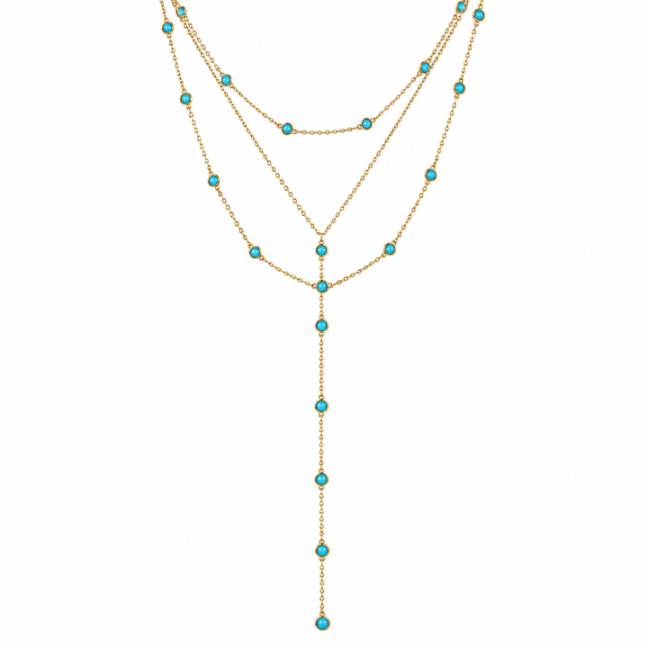 THREE LAYER DIAMOND STATION LARIAT NECKLACE