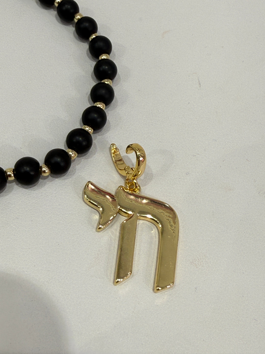 LONG BLACK BEAD CHAI NECKLACE