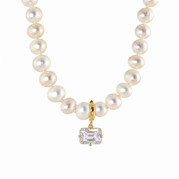 DIAMOND DROP PEARL NECKLACE