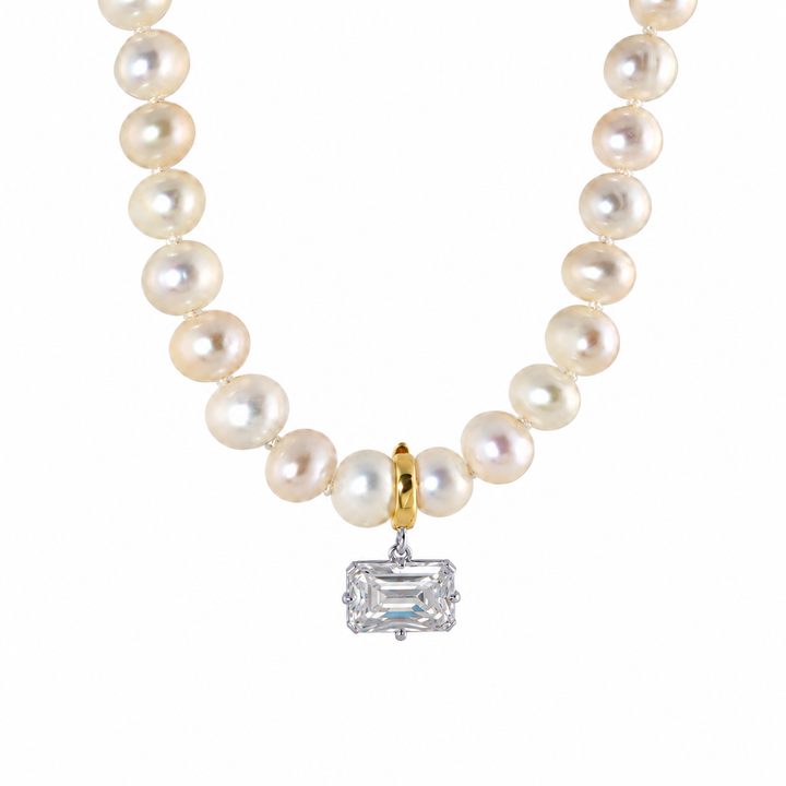 DIAMOND DROP PEARL NECKLACE
