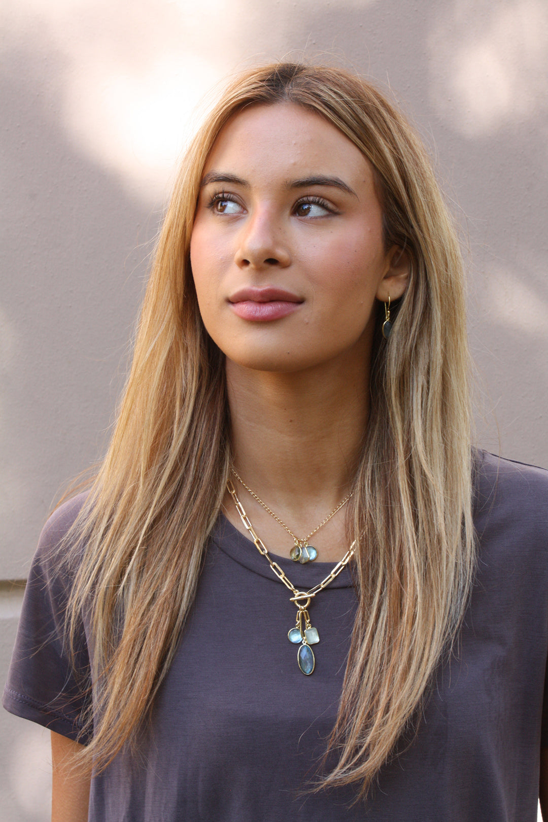 color stone toggle necklace