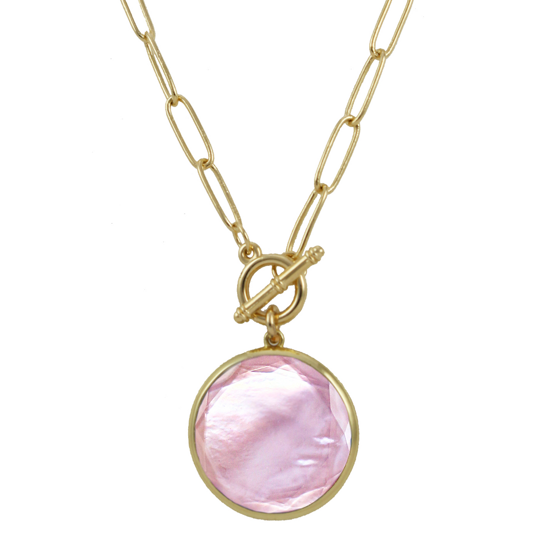 round stone pendant toggle necklace
