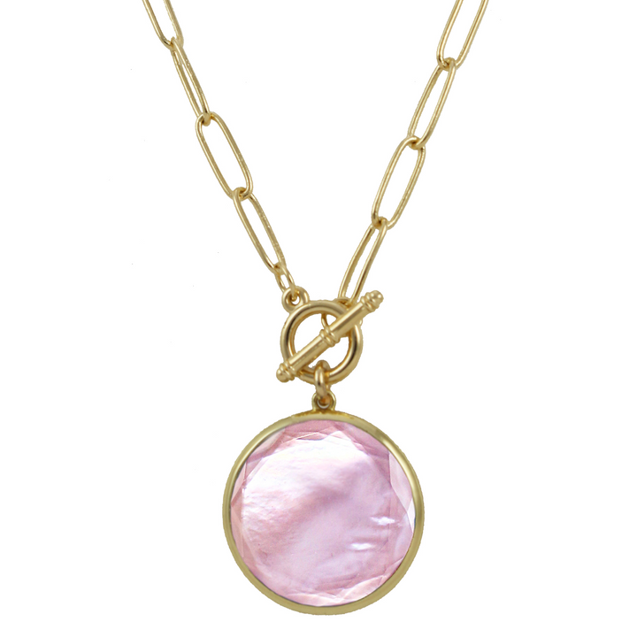 round stone pendant toggle necklace
