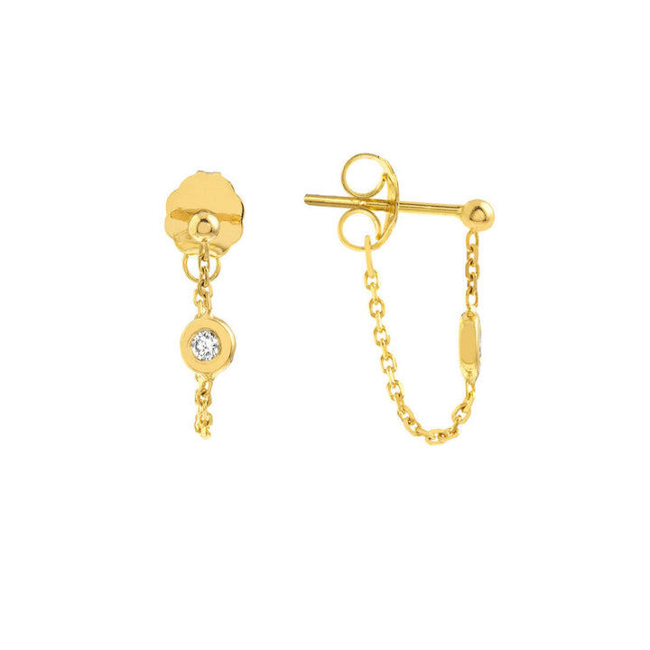 14K DIAMOND FRONT TO BACK CHAIN EARRINGS