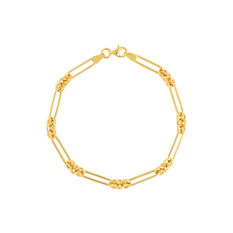14k gold combo link bracelet
