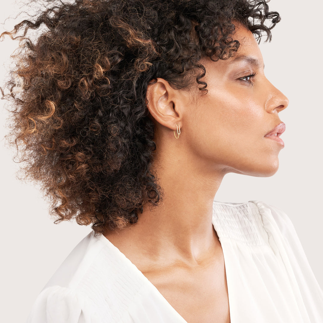 14K PAPERCLIP FRONT TO BACK EARRINGS