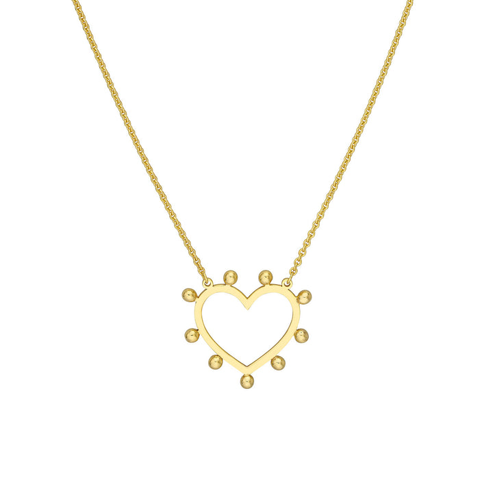 14k gold bead heart necklace