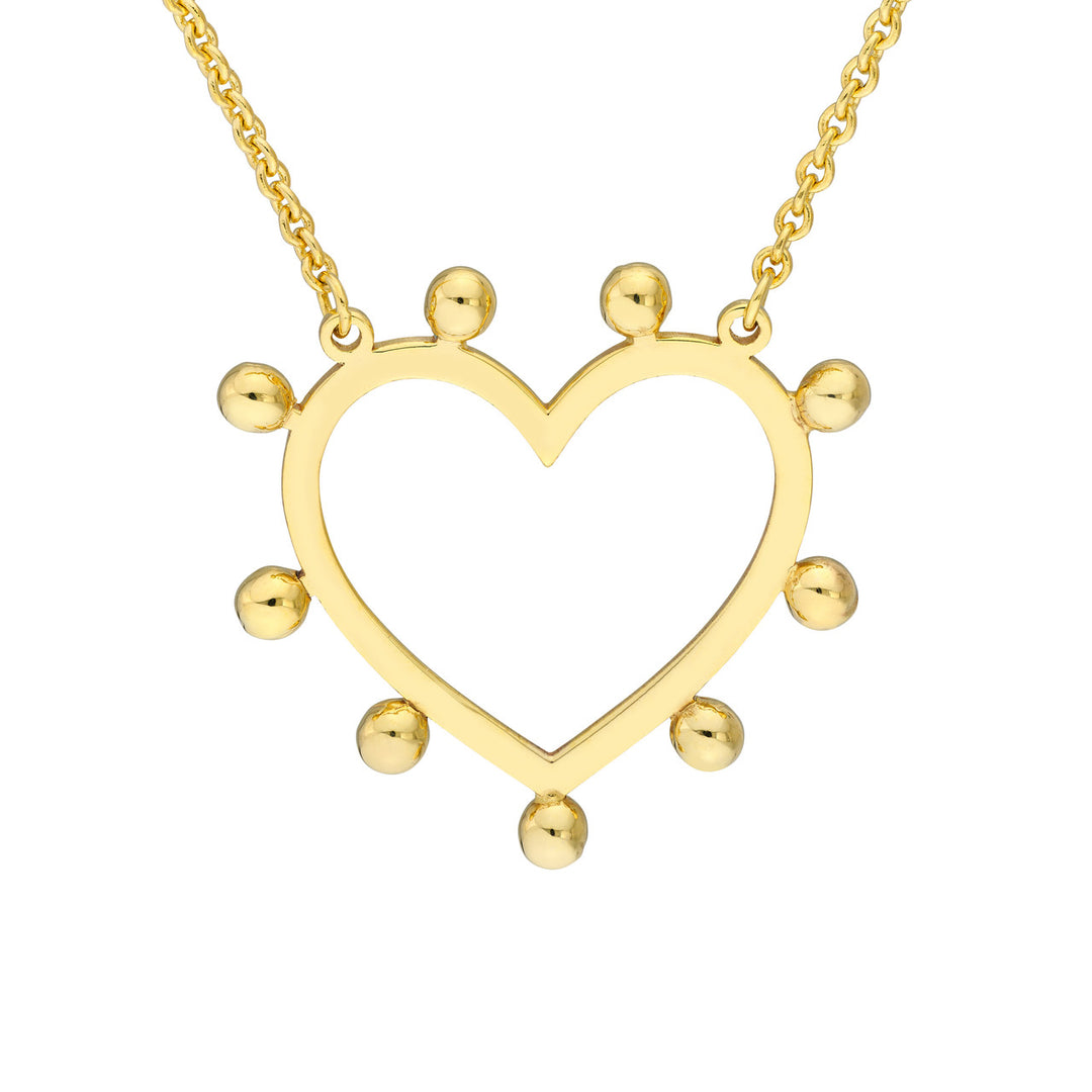 gold bead boarder heart necklace