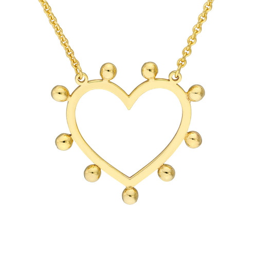 gold bead boarder heart necklace
