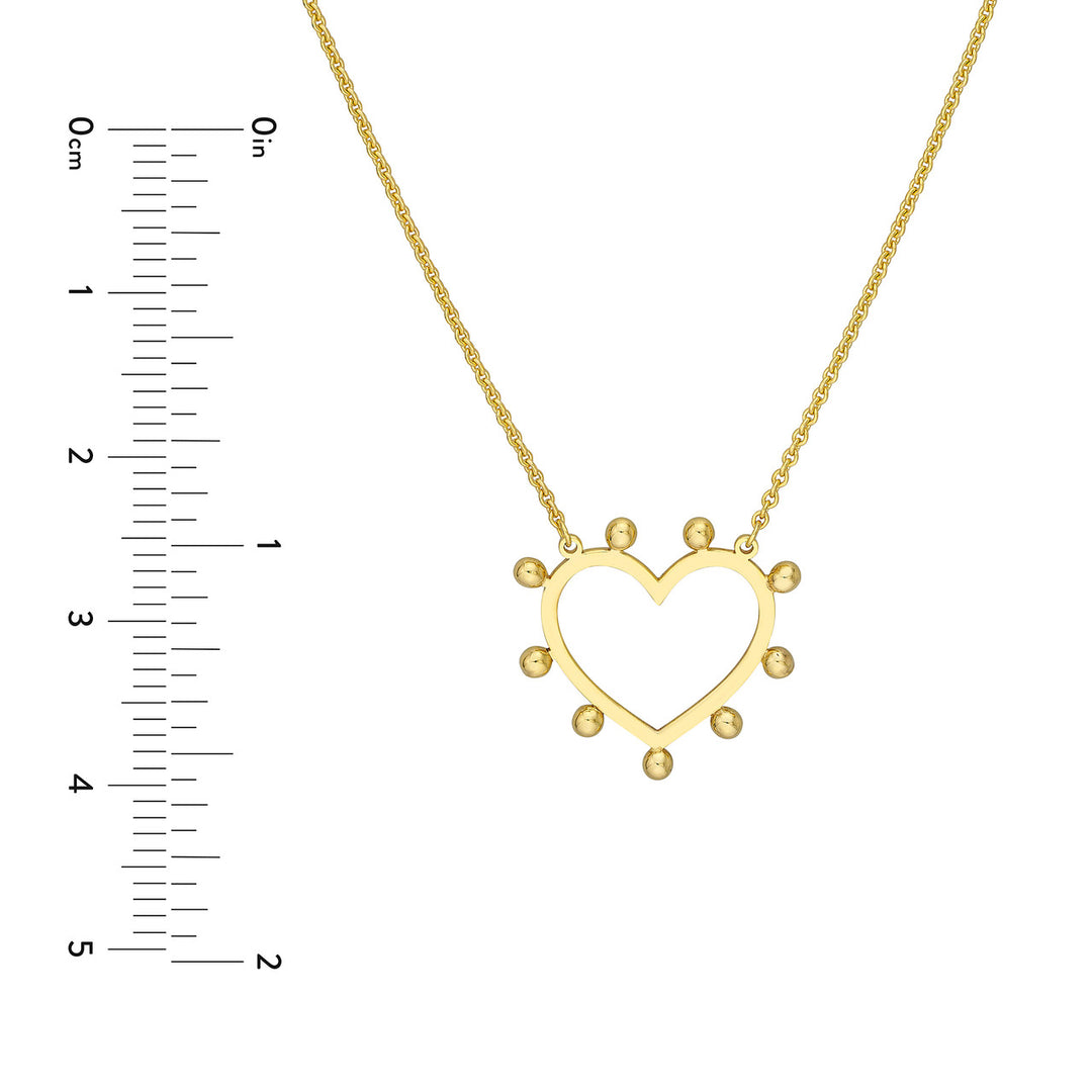 14K BEAD BOARDER HEART NECKLACE