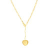 14K PUFFED HEART PAPERCLIP LARIAT NECKLACE