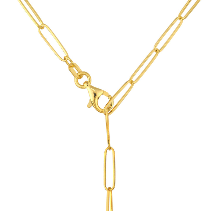 14K PUFFED HEART PAPERCLIP LARIAT NECKLACE