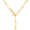 14K PUFFED HEART PAPERCLIP LARIAT NECKLACE