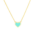 turquoise enamel gold heart necklace