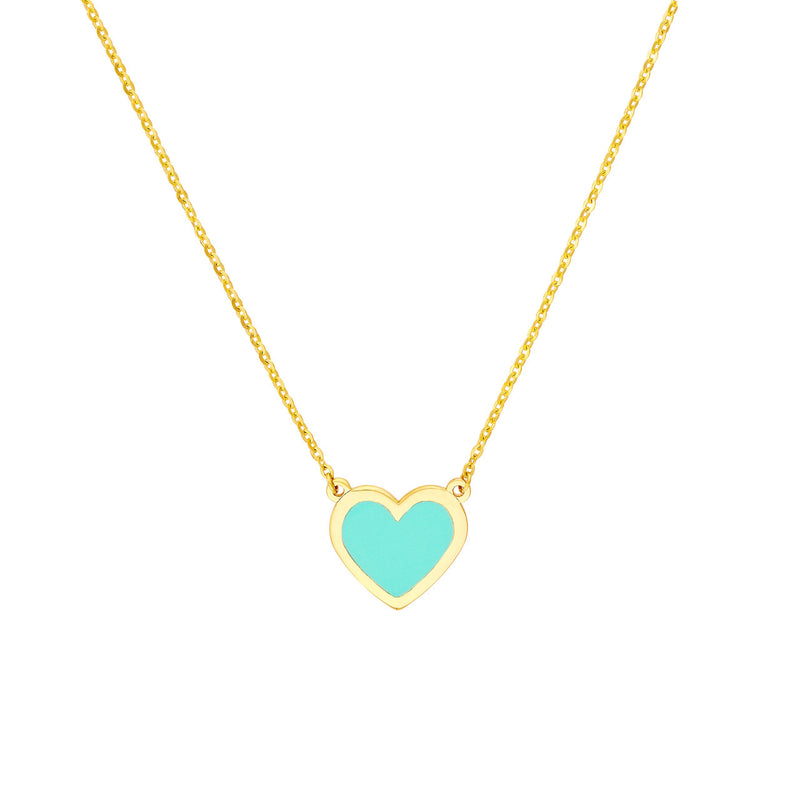 turquoise enamel gold heart necklace