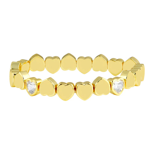 gold heart stretch bracelet