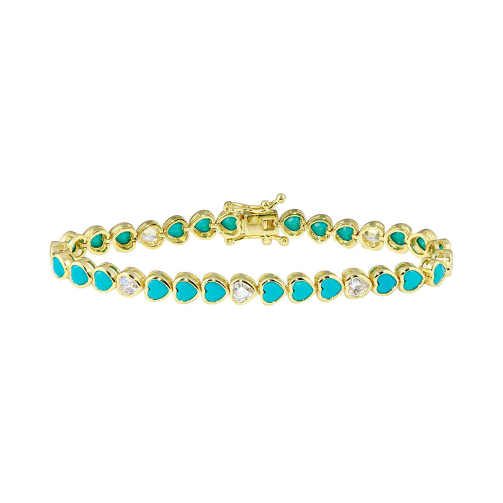TURQUOISE HEART TENNIS BRACELET