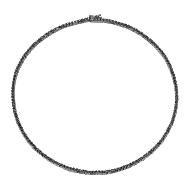 SHORT BLACK TENNIS NECKLACE